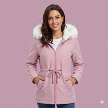 Women's Reversible Parka With Fleece Lining And Removable Hood - Dusty Purple - View 2