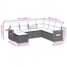 vidaXL 7-tlg. Garten-Sofagarnitur mit Kissen Grau Poly Rattan - A - Ver 9