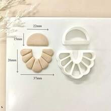Moldes de arcilla de polímero con patrones geométricos huecos para pendientes, herramientas de arcilla para hacer joyas de cerámica, pendientes y colgantes - Blanco - Ver 8
