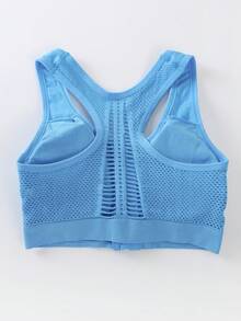5pcs Front Zipper Yoga Sports Bra With Hollow Mesh And Breathable Holes, Plus Size Wire-Free Sports Bra With Beautiful Back, Women's Yoga Bra, Wire-Free Vest, Sports Front Zipper Hollow Back Bra, Women's Thin Push-Up Style - Nhiều màu - Xem 8