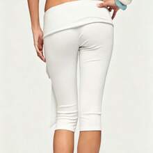 Pantalones Capri Coquette de los años 2000 con Detalle de Lazo - Pantalones Ajustados de Cintura Baja con Lazo Envuelto hasta la Rodilla - Blanco - Ver 3