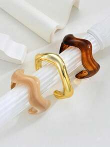 Bộ 3 vòng tay acrylic lượn sóng, kiểu dáng cổ điển, cá nhân hóa, mang phong cách xuyên biên giới châu Âu và Mỹ, món quà Ngày của Mẹ bán chạy. - Nhiều màu - Xem 3
