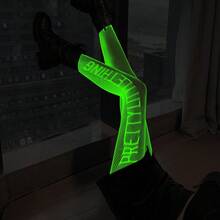 Green Fluorescent Night Glow Sheer Mesh Tights With Striped Pattern Luminous Bodycon Leggings Women Reactive Party Cosplay Outfit DBYS - Luminous 3077 - View 1