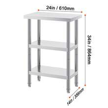 VEVOR Stainless Steel Food Prep Table, 14 X 24 X 34 Inch Commercial Kitchen Worktable, With 2 Adjustable Undershelf, Heavy Duty Prep Table Metal Work Table For BBQ, Kitchen, Home, And Garage - 14 X 24 X 34 Inches, 2 Adjustable Undershelf - View 10