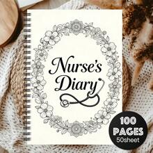 1pc Medical Doctor & Nurse Spiral Notebook, Nurse's Journal - Perfect Gift For Healthcare Professionals, With Medical Theme Design And Stethoscope Wreath Illustration, Ideal Nurse Gift For Graduates And Nurses - G - View 1