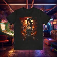 Halloween Tee, Retro Lara Croft Shirt - Black - View 5