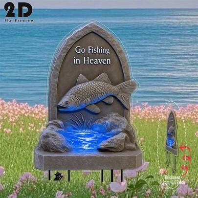 1 pieza Estaca de jardín plana 2D de ángel en paz, decoración conmemorativa, arte de jardín espiritual, señal de descanso al aire libre, decoración de pared, tumba