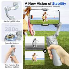 3-Axis Smartphone Gimbal Stabilizer With LED Fill Light & Tripod, Intelligent Anti-Shake, Face & Object Tracking, 360° Auto Rotation, Follow Mode For Selfie Live Streaming - View 3