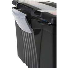 Storex - Caja de archivo legal con tapa organizadora caja de almacenamiento de archivos de oficina de plástico para carpetas colgantes de letras y legales obsidiana 1 unidad 61510A01C - Negro /Gris - Ver 5