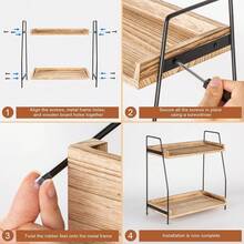 2-Tier Wooden Coffee Station Organiser For Countertop, Coffee Bar Accessories Storage Shelf, Rustic Kitchen Organisation Solution, Multipurpose Wooden Countertop Rack, Ideal For Home, Kitchen And Office Coffee Station Decor & Storage - Wood Color - View 11