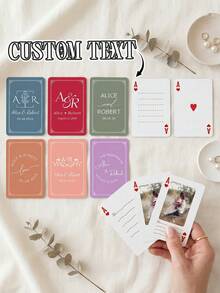 Bộ bài cưới cá nhân hóa và sổ lưu niệm thay thế, bài poker khắc tên riêng, quà tặng cưới tối giản, thiết kế chữ cái đầu. - Nhiều màu - Xem 8