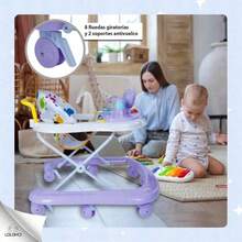 Andadera Musical Plegable para Bebé, Juguete Educativo Interactivo, Estable y Segura para Aprender a Caminar - Lila - Ver 7