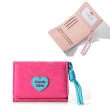 Women's Card Holder, Premium PU Leather Short 70% Off Coin Purse - Version 1 Off-white (pink Interior) - View 9