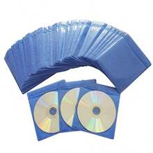 100 Pack Premium CD DVD SleevesThick Non-Woven Material Double-Sided Refill Plastic Sleeve for CD and DVD Storage Binders Disc Case Blue - Azul - Ver 2
