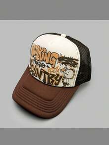 1pc Cartoon Character & Letter Print Baseball Cap, Colorblock Truck Hat, Funny Casual Sun Protection For Men & Women, Spring/Summer - A - View 17