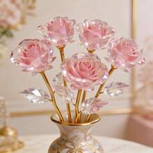 7 piezas de rosa eterna chapada en rosa, flor de cristal artificial rosa brillante y colorida, adecuada para 45 ocasiones, regalo ideal para el Día de San Valentín, Navidad, Acción de Gracias, Día de la Madre | Aniversario, Cumpleaños, Boda | Decoración de fiesta y vacaciones, decoración del hogar, decoración exterior - Ramo elegante sin mantenimiento, decoración de mesa - Aplicable para fiesta de cumpleaños, cesta de boda, decoración de jarrón, regalo de inauguración de casa - Multicolor - Ver 10