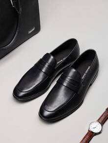 Men's Genuine Leather Penny Loafers Higher Quality  Classic Dress Shoes Comfort Slip On Lightweight Formal Casual(Runs Large, We Recommend Ordering A Half Size Down) - màu đen - Xem 1