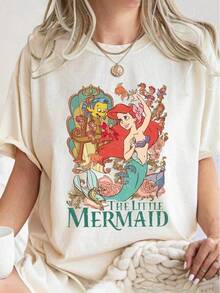Disney Cartoon Red-Haired Princess Atmosphere Printed T-Shirt, Suitable For Daily Wear, Easy To Wear In Summer, Micro-Elastic, Soft Round Neck Casual Daily Shirt, Round Neck Summer Sweatshirt, Both Men And Women, Loose Version, Holiday Gifts. --Disneys Disneyland Paris The Magic Kingdom Disneyesque The House Of Mouse Mickey Mouse Empire Modest Summer Outfits Take That T Shirt Summer Coord Tops For Women Summer Summer Clothes Women Summer Clothes Summer Tops Summer Tops Women Summer Co Ord Summer Top Summer Outfits White Top Black Top Holiday Outfits For Women  Tops For Women Summer Holiday Gifts Valentine's Day Gifts Earth Day Gifts Oktoberfest Gifts Summer Bank Holiday Gifts - trắng - Xem 1