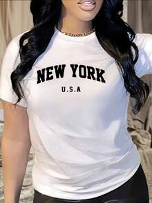 Black Casual Summer T-Shirts - White - View 5