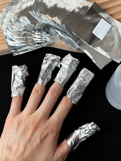 100pcs Nail Polish Remover Foil Wraps, Nail Foil Removal Sheets, Nail Foil Removal Tool, Nail Polish Remover Foil Wraps With Cotton Pads