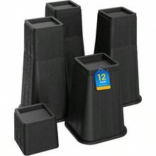 Bed Risers 12 Inch Heavy Duty, Stackable Furniture Risers Lifts 4inch 8inch, 12inch For Table, Desk Leg, Sofa, Couch, Supports Up To 6,000 Lbs, Black, 4 Pack - Black - View 1