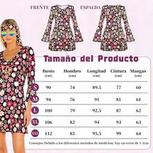 Disfraz Hippie de Los Años 60 y 70, 6 Piezas Conjunto de Hippie para Mujer, Traje Discoteca, con Diadema, Collar, Aretes y Gafas de Sol, Disfraz para Halloween - Floral - Ver 3