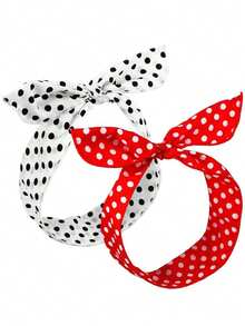 1pc Cute Straight Headband, Polka Dot Rabbit Ear Headband, Styling Headband, Decorative Headband, Bathroom Hair Tie, Party Decorative Headband, Hair Accessories, Headwear - Polka Dots - View 6