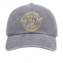Act My Age Golden Circle Washed Baseball Cap Funny Aging Humor Adjustable Hat Vintage Washed Dad Hat 33LF - Gray - 查看 7
