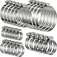 20Pcs 304 Stainless Steel Adjustable Hose Clamp Set, Gear Worm Drive Pipe Clips, 10-76mm Multi Size Hose Clamps Fastener For Car Fuel Line Water Pipe Automotive Plumbing Repair - Multicolor - View 1