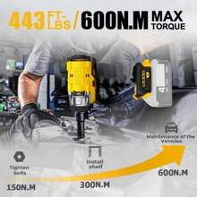 21V Cordless Impact Wrench And Battery Combo, Brushless Electric Impact Gun With 4.0Ah Battery And Fast Charger, 1/2 Inch Socket Adapter, Best Gift For Men Or Friends - Yellow - View 3