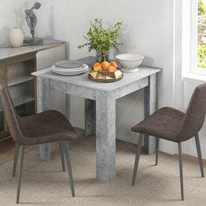 HOMCOM Square Dining Table For 2, Modern Kitchen Table With Faux Concrete Effect, Non-Slip Foot Pads For Living Room, Dining Room, Cement Grey