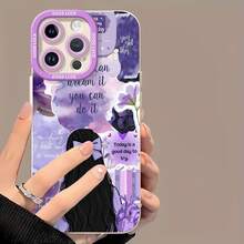 Fundas para teléfono con diseño de collage de inspiración femenina en color morado. Compatibles con , Apple, VIVO, OPPO, , Transsion, ,  y Honor. Fabricadas en silicona TPU, ofrecen protección contra golpes y caídas. - Blanco - Ver 6