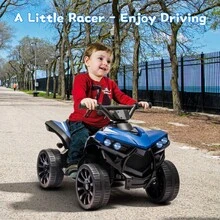 Soonbuy 6V Kids Ride-On Electric ATV,4-Wheeler Quad Car Toy With LED Lights, Music, Foot Pedal And Wear-Resistant Wheels,2-Seater Quad For Boys Girls - Blue - View 2