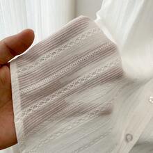 Blouse élégante à manches longues brodée pour femmes, blanc polyvalent - Blanc - Voir 4