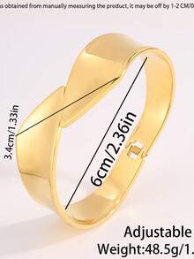 Camhanno 1pc French Minimalist Cross Stainless Steel Bracelet, Strong Color Retention, Hypoallergenic, Spring Clasp Design, Versatile Accessory For Office OL, Date, Wedding And Banquet - Gold - View 2