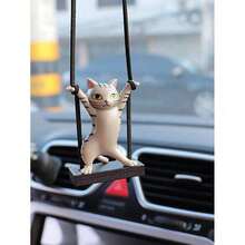 Spring Accessories Swinging Dancing Cat Car Hanging Ornament, Lovely Rearview Mirror Decoration For Vehicle Interior, Cute Goth Y2k Aesthetic Car Accessories, Sweet Heartwarming Gift For Birthday Anniversary Graduation Back To School Holiday Celebrations, Ideal Surprise Present For Car Owners Boyfriend Girlfriend Wife Mom Dad Friends Colleagues, Versatile Decorative Charm Also Used As Bag Charm Keychain Pendant Hanging Ornament, Adorable Dynamic Dancing Cat Design Adding Lovely Atmosphere To Car Interior, Premium Durable Material  For Daily Use In All Seasons, Perfect Decor For Sedan SUV Truck RV Vehicle Decoration, Fashionable Cute Style Enhancing Interior Aesthetic Suitable For Home Wall Window Hanging, All-Match Decorative Ornament Ideal For Various Gift Giving Occasions For Women Men Girls Boys - Grey - View 2