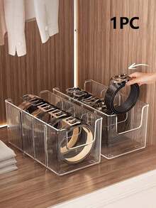 Dieser transparente Gürtel-Organizer verfügt über mehrere Fächer und ermöglicht die Aufbewahrung von Krawatten, Socken und Accessoires. Sein transparentes Design erleichtert die Organisation Ihres Kleiderschranks. - transparent - Übersicht 4