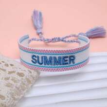 1件 SUMMER 字母手鍊 波西米亞海灘度假風友誼手繩 假期派對海邊旅行禮物 - 彩色 - 查看 3