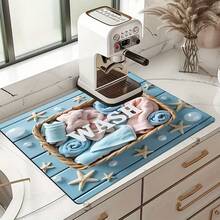 1 pièce Housse anti-poussière pour machine à laver imprimée avec motif océanique, fond en caoutchouc souple, accessoire pour la buanderie, tapis de protection pour le dessus de la machine à laver, absorbant et séchage rapide, housse anti-poussière pour réfrigérateur, tapis absorbant pour cafetière, tapis de drainage en diatomite, housse anti-poussière moderne pour machine à laver et sèche-linge, décoration pour la maison, décoration pour la cuisine et la salle à manger - Multicolore - Voir 10