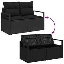 vidaXL Sofa Set mit Kissen mit Speicher 5 pcs Schwarz Poly-Rattan - A - Übersicht 10