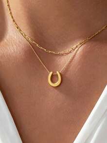 1. Dây chuyền mặt hình móng ngựa bằng thép không gỉ mạ vàng 18K\N2. Dây chuyền mặt hình học có thể tháo rời\N3. Dây chuyền ôm sát cổ hình móng ngựa chữ U mạ vàng cổ điển\N4. Dây chuyền kẹp giấy tối giản\N5. Dây chuyền mặt hình móng ngựa phong cách Boho\N6. Dây chuyền xương đòn bùa may mắn nhỏ nhắn\NQuà tặng trang sức thời trang dành cho nữ - Vàng - Xem 1
