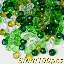 100/200/300pcs 3/4/6/8mm Green Crystal Glass Flat Wheel Beads In Mixed Shades For Jewelry Making Bracelet Necklace Earrings DIY Craft Supplies, Applicable To Spring Summer Decor Wedding Party And Holiday Gift Decoration In Elegant Chic Style - Green - View 10