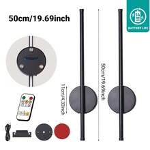 1/2 chiếc đèn LED treo tường sạc được, đèn tường màu đen, chiều cao 50-80cm, sử dụng pin USB 5V 4400mAh, đèn treo tường không dây có điều khiển từ xa và chức năng hẹn giờ điều chỉnh độ sáng, thích hợp cho phòng ngủ, phòng khách, hành lang, cầu thang, kệ, ghế sofa, phông nền TV. - 50cm 2 cái - Xem 7