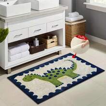 1pc SmallWhite Bear Pattern Design Microfiber Bath Rug, Non-Slip And Super Soft Bathroom Floor Rugs, Doormat, Bathroom Water Absorption Mat, Machine Washable, Low Pile, TPR Backing, Knit Fabric, ForBathroom, Bedroom, Kitchen, Entryway, Indoor & Outdoor Use, Bathroom Accessories & Decor, Perfect New Home Gift. - Multicolor - View 4