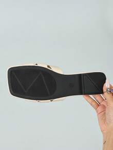 Ximi Ruo New Spring/Summer Fashion Casual Strap Slide Sandals, Comfortable Flat Heel Round Toe Beach Slippers, Holiday Essential - Beige - View 2