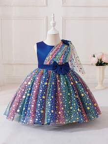 Flower Girl Dress, Princess Tutu Tulle Gown, Girls Birthday, Holiday Party, Pageant Evening Dress - Royal Blue - View 3