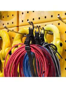 Heavy Duty Adjustable Retractable Cord Organizers With 3-Axis Buckle - Black Durable Polypropylene Storage Straps For Workshop, Garage And Home Organization, Secure Cord Management, Cord Holder, Tool Organizer, Sturdy Construction - A - View 3