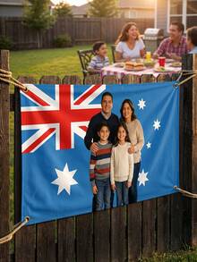 Custom Australian Flag Photo Banner, Personalized Garden Flag Wall Decor, Customizable Image And Text Display, Suitable For Home Party Holiday Celebration, Customizable Friend Family Holiday Birthday Gift, Supports Custom Design/Image/Text/Logo, Home Decor - Style G - View 6