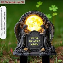 2D Flat, 1pc Memorial Garden Stake With Pointed Top, "Until We Meet Again" Angel Gravestone Marker, Durable Acrylic Gravesite, Lawn & Flowerbed Decor, In Loving Memory - C - View 9