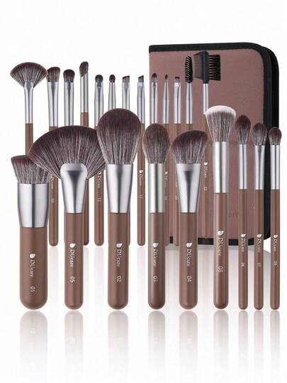 DUcare Bộ dụng cụ trang điểm chuyên nghiệp 22 món, bao gồm đầy đủ các loại cọ trang điểm mặt và mắt, bộ cọ trang điểm thiết yếu, túi đựng du lịch, cọ nền, cọ phấn phủ, cọ má hồng, cọ tạo khối, cọ che khuyết điểm, cọ phấn mắt, cọ tán màu, cọ kẻ lông mày và cọ môi, hoàn hảo để tạo nên vẻ ngoài trang điểm toàn mặt chất lượng như ở salon, phù hợp cho người mới bắt đầu, chuyên gia và những người đam mê trang điểm, món quà thiết thực cho sinh nhật, ngày lễ hoặc các dịp đặc biệt.